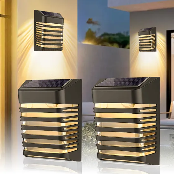 Goodea Lámparas De Pared Solar Jardín Exterior Con Sensor Y Led 2pc Estructura Blanco Cálido