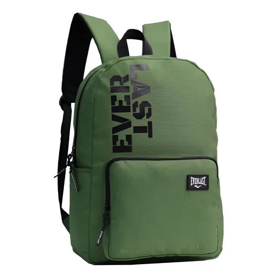 Mochila Everlast Urbana 17 PuLG Resistente Acolchonada Color Verde Diseño De La Tela Lisa