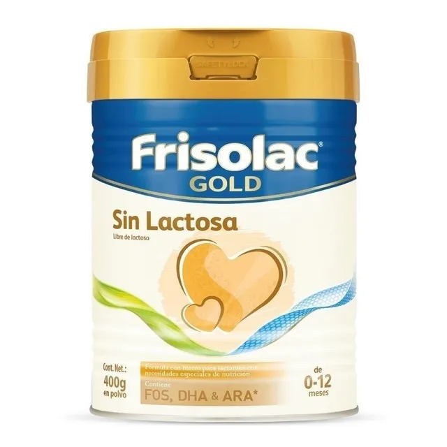 Leche de fórmula en polvo Frisolac Gold Sin Lactosa de 0 a 12 Meses en Lata de 400gr