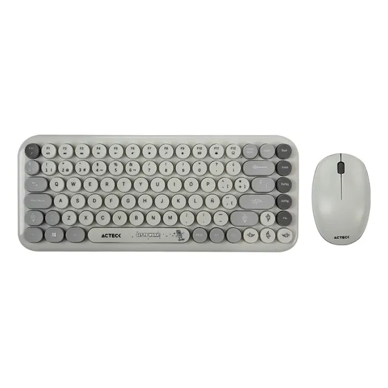 Combo 2 En 1 Inalámbrico Creator Chic K- Colors Mk480 2.4mhz Mouse Beige Teclado Gris
