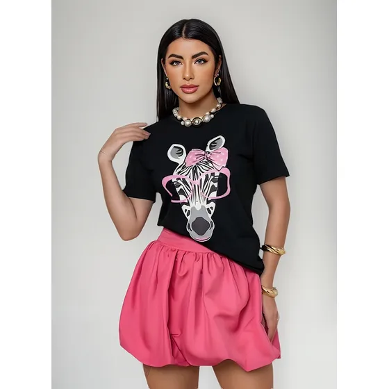 Saia Balone Plissado Feminina Midi Rebel Cat.