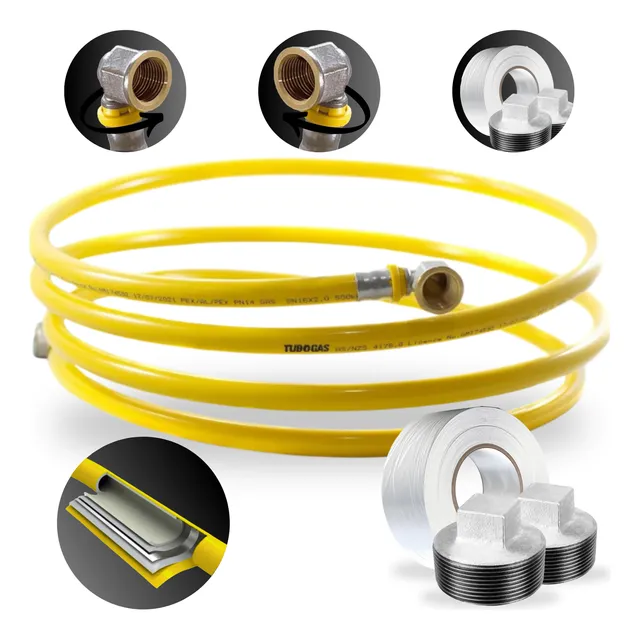 Kit 5 Metros Tubo Pex Multicamadas 16mm + Cotovelos Tudogás