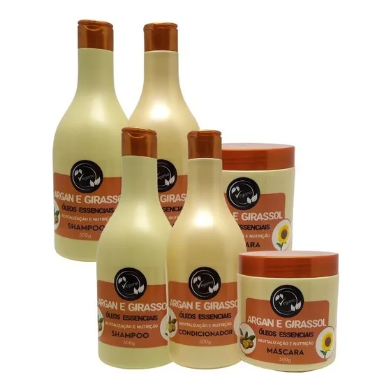 2 Kits Maycrene Argan E Girassol Óleos Essenciais 6x500ml