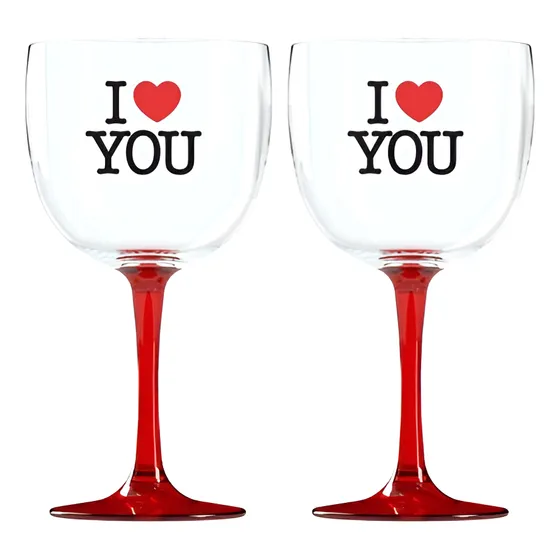 Kit 2 Taças De Gin Bicolor 580ml Personalizadas I Love You