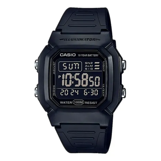 Casio W-800h-1bv Color negro sumergible con luz verde