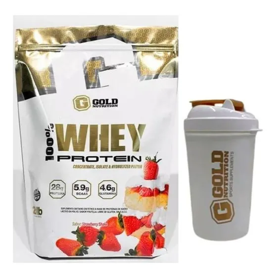 100% Whey Protein X 2lbs + Shaker V/sabores - Gold Nutrition