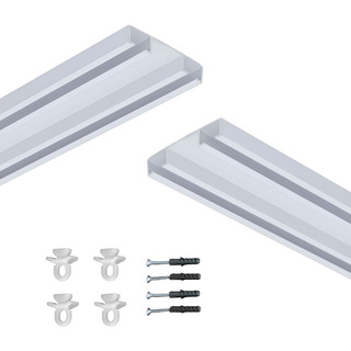 Trilho Suíço Duplo Maxi 2 Metros 79mm Branco Alumínio Trilho Suíço Duplo Maxi 2 Metros 79mm Branco Alumínio