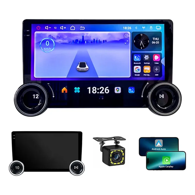 Estéreo 10 Pulgadas 2din Doble Pomo Con Carplay Android Auto