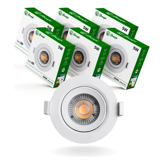 Kit 10 Luminária Teto Spot Led 5w Direcionável 3000k 6500k