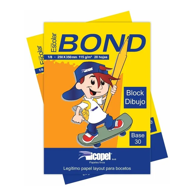 Block Papel Bond 115 Grs Base 30 1/8 * 20 Hojas - 2 Und