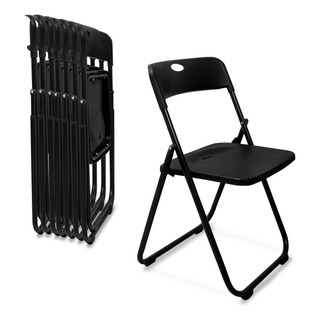 Juego De 8 Sillas Plegables Negras De Plástico Juego De 8 Sillas Plegables Negras De Plástico