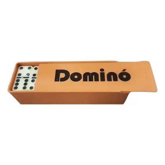Juego Domino Caja Acrilica Economico Fichas Marfil Mediano