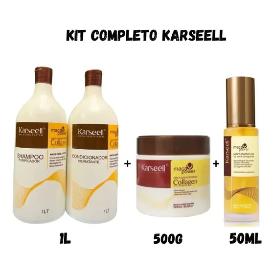 Kit Máscara Karseell + 1 Shampoo + 1 Condicionador + Òleo