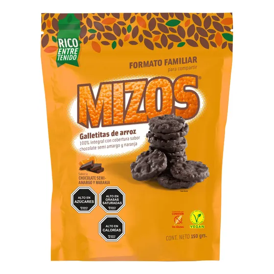 Galleta arroz integral chocolate naranja 150g