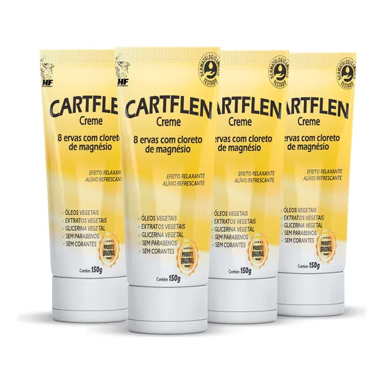 4x Cartflen Creme Massagem Cloreto De Magnesio
