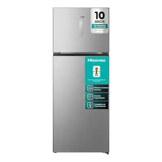 Geladeira Hisense Duplex Inox 467L Inverter Frost Free RT3N461 110V