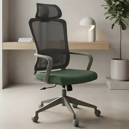 Cadeira Escritorio Ergonomica Presidente Soft Confortavel Cinza-esverdeado