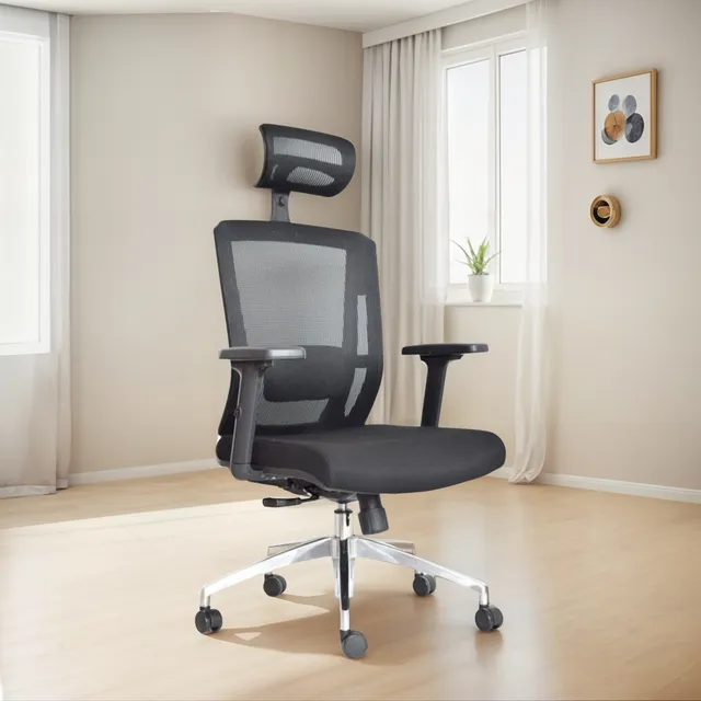 Silla Oficina Ergonómica Presidente Delphi Con Apoyo Lumbar Negro Malla