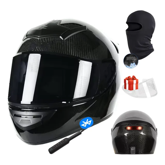 Casco para moto con Bluetooth PHOSPHAINO para comunicación y música y luz LED Tamaño M (57-58cm)