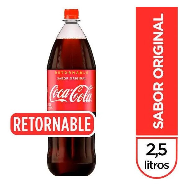 Refresco Coca Cola Original 2.5 Retornable Con Envase 2 Pzs