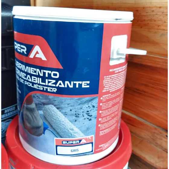 Impermeabilizante Con Fibra Poliester Gris Galon Super A