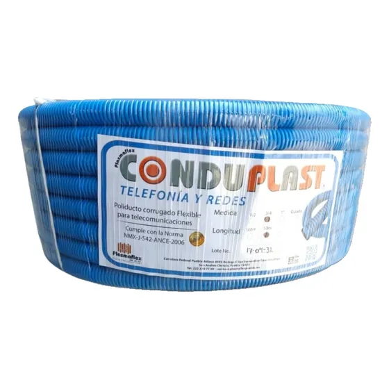 Tubo Poliducto Redes Flexible Azul 1/2 X 100m Conduplast S/g