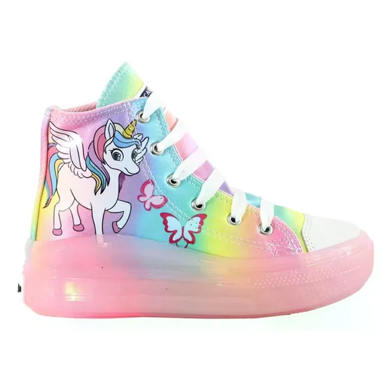 Tenis Niña Unicornio  Bota  Luces Led Botas Urbano Kuali 