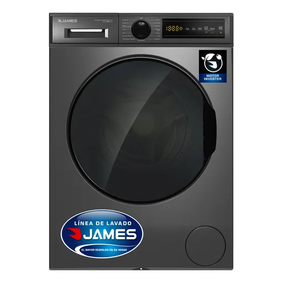 Lavarropas James Lr 8140 Inv Dark Inox Frontal 8kg Inverter
