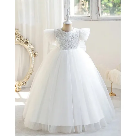 Vestido Formal De Niña Blanco Bautizo Comunión Talla 10años