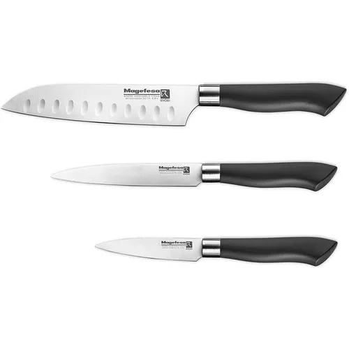 Juego De 3 Cuchillos Filo Precision Magefesa Ryori Color Negro
