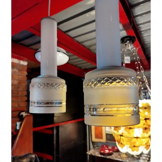 Lámpara Colgante Retro Vintage Vidrio  Y Opalina