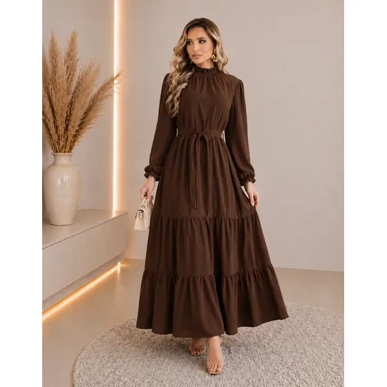 Vestido Longo Feminino Festa Elegante Premium Evangélico