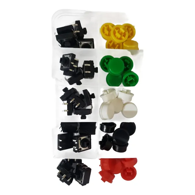 Kit Botão Interruptor Momentâneo 12x12 Táctil Com Capa
