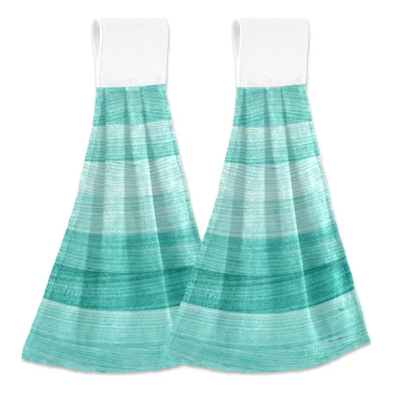 2 Toalla Cocina Colgante Madera Verde Turquesa Azulado