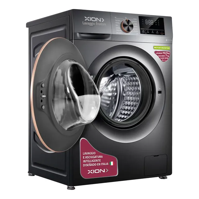 Lavasecarropas Carga Frontal 10.5kg Xion Xi-lse1070f Acero