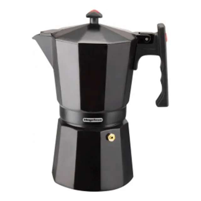 Cafetera Italiana 9 Tazas Cocina Aluminio Negro Magefesa
