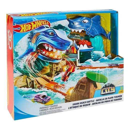 Hot Wheels Pista City Batalla En La Playa Con Tiburon Mattel