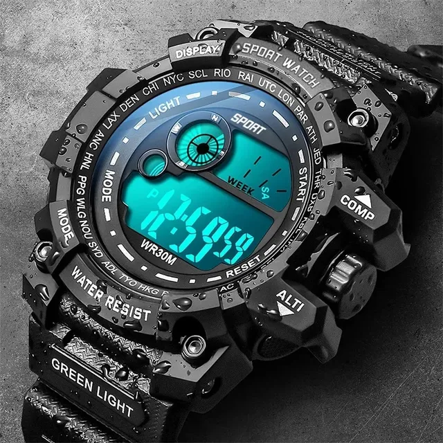 Reloj Digital Led Luminoso Deportivo Resistente Al Agua 30m