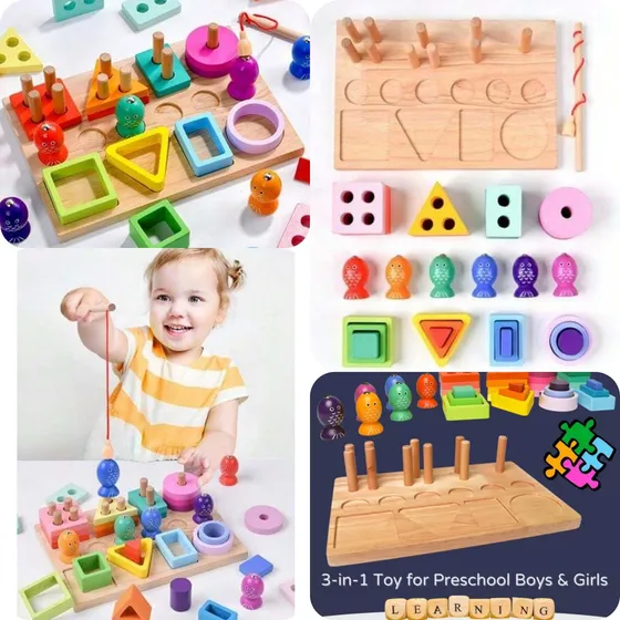 Juego Didáctico Montessori 3 En 1 Capacidad Motora Educativo