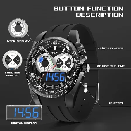 Reloj Militar Deportivo Tvg Hombre, Impermeable Y Multifunci