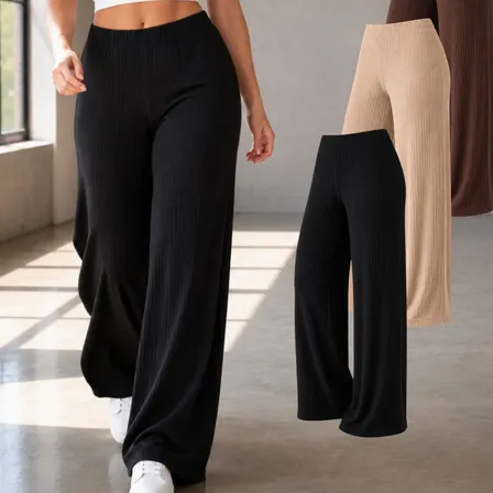 Kit 3 Calças Wide Leg Canelada Feminina Não Marca P Ao Gg ZITRO por VERTICAL BRA