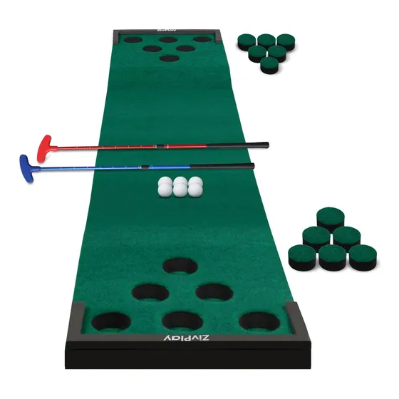 Juego De Golf Mini Pong Con Alfombrilla Y Putters