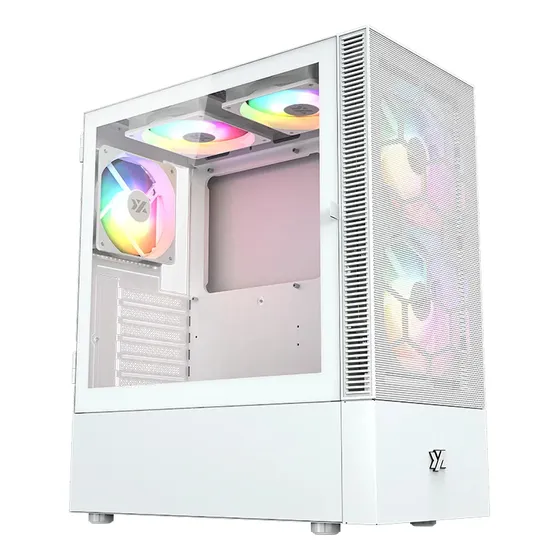 Chasis Gamer Blanco Xyz Airone 200 Panel Mesh, X5 Argb Fans