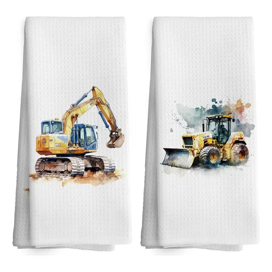 2 Paño Cocina Camion Construccion Para Niño 16 X 24 