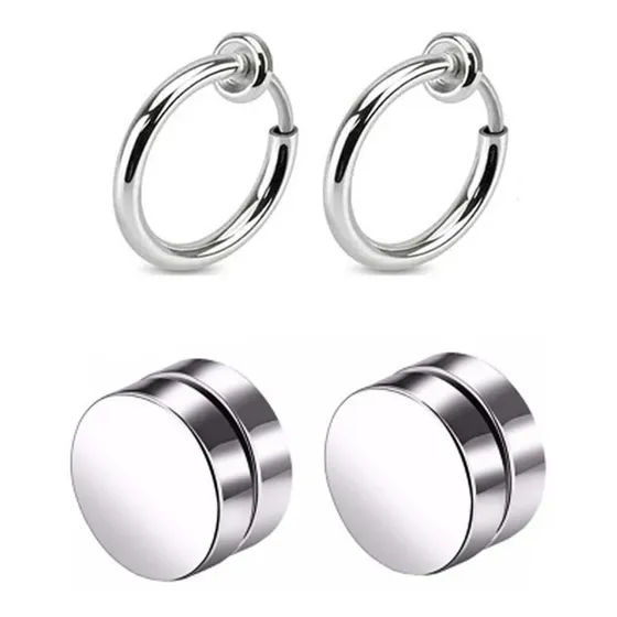 Aros Sin Perforacion Dos Modelos  Falsos Expansores 2 Aros Iman + 2 A Presion Argolla Huggie Hoop Excelente Calidad!