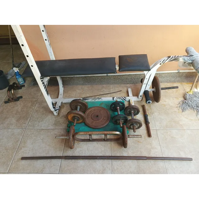 Solo Bancos De Pesas Generico Y Barra Larga