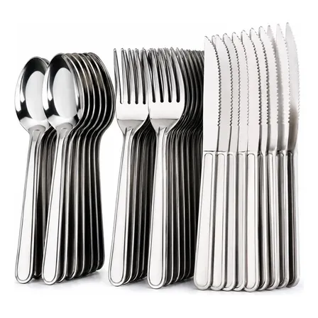 Jogo Talheres 36 Peças Garfo Colher Faca Inox Restaurante Prateado