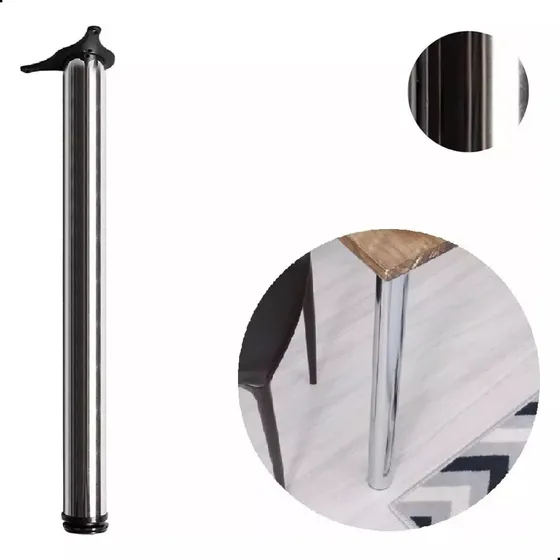 Pe De Mesa Tubular Cromado 60x730mm Com Regulagem