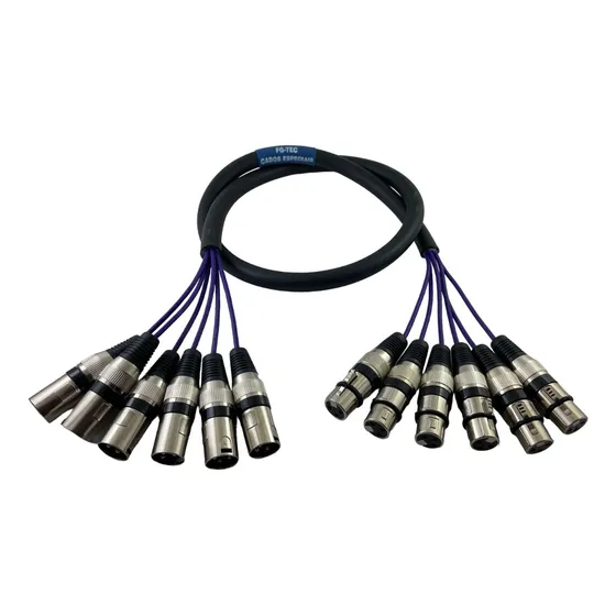Multicabo Microfones Percussão Bateria 6 Vias 5 Metros Xlr