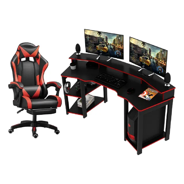 Combo Gamer Mesa Escritorio Pc 187 Cm Largo + Silla - 4167